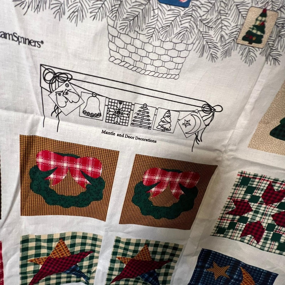 Vintage Christmas Fabric Panel Yuletide Ornaments Quilt Blocks Craft - Picture 12 of 12